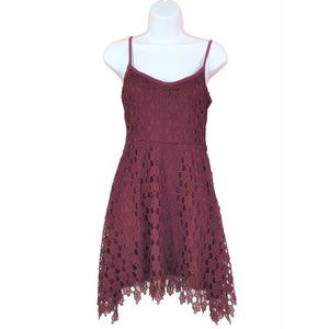 NWT Hot Topic Burgundy Lace Mini Dress